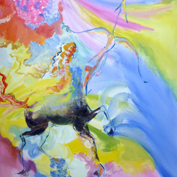 Peinture intitulée "le sagittaire" par Nanou, Œuvre d'art originale, Huile