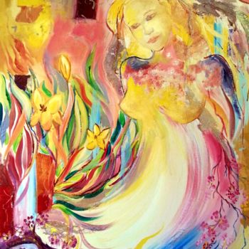 Peinture intitulée "vierge" par Nanou, Œuvre d'art originale, Huile