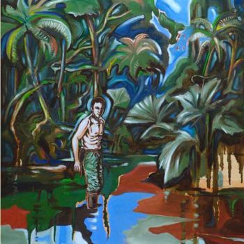 Painting titled "jungle" by Pascal Buffard, Original Artwork, Oil
