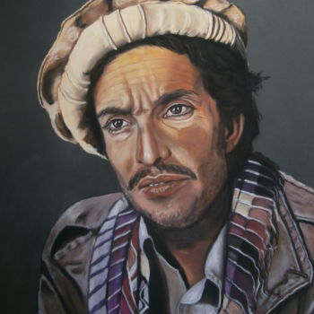 Malerei mit dem Titel "MASSOUD, l'Afghan" von Catherine Wernette, Original-Kunstwerk, Öl