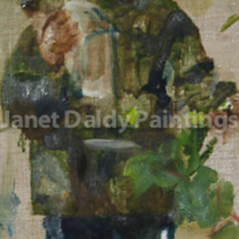 Pintura titulada "Mon fils ramasse de…" por Janet Daldy, Obra de arte original, Oleo