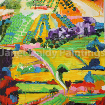 Pintura titulada "Paysage de Crète" por Janet Daldy, Obra de arte original, Oleo