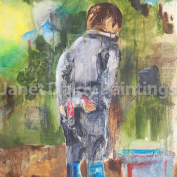 Pintura titulada "Le Grand frère aide…" por Janet Daldy, Obra de arte original, Oleo