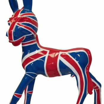 Sculpture intitulée "El burro made engla…" par Denis Michel (2nyss), Œuvre d'art originale, Résine Monté sur Plexiglas