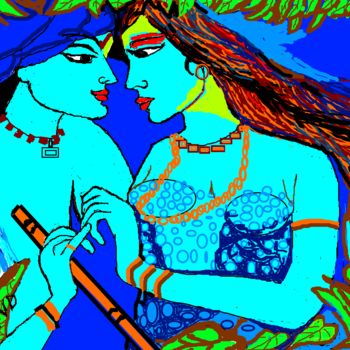 Digital Arts titled "radha-krishna-10.png" by Anandswaroop Manchiraju, Original Artwork, Digital Painting