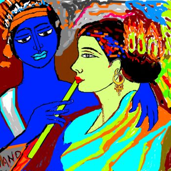 제목이 "radha-krishna-15.png"인 디지털 아트 Anandswaroop Manchiraju로, 원작, 디지털 페인팅
