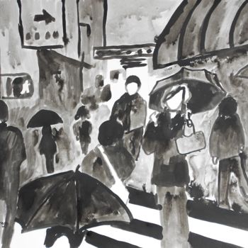 Painting titled "Manhattan Abstract…" by Janel Bragg, Original Artwork, Ink
