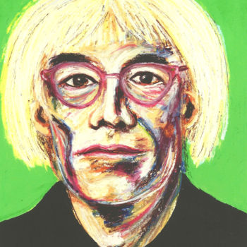 Drawing titled ""Andy Warhol"" by Donald Young (dondavid), Original Artwork, Oil Mounted on Other rigid panel