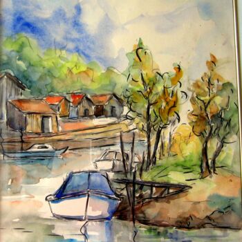 Peinture intitulée "Biganos-le-port-2.j…" par Jacky Dumergue, Œuvre d'art originale