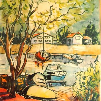 Peinture intitulée "croquis-aquar-la-te…" par Jacky Dumergue, Œuvre d'art originale