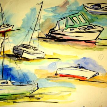 Peinture intitulée "croquis-aquar-batea…" par Jacky Dumergue, Œuvre d'art originale, Aquarelle