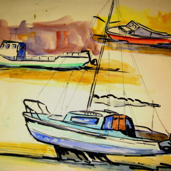 Peinture intitulée "croquis-aquar-batea…" par Jacky Dumergue, Œuvre d'art originale