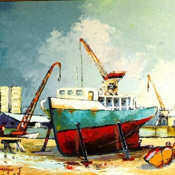 Peinture intitulée "Les-docks-a-Bordeau…" par Jacky Dumergue, Œuvre d'art originale