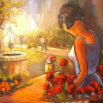Peinture intitulée "Promenade-dans-le-j…" par Jacky Dumergue, Œuvre d'art originale