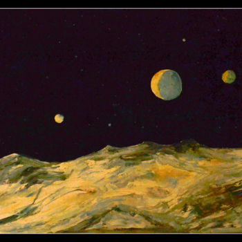 Ζωγραφική με τίτλο "SPACE ABSTRACTION-1" από Anandswaroop Manchiraju, Αυθεντικά έργα τέχνης, Λάδι