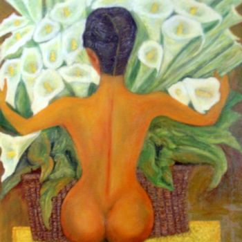 Peinture intitulée "la femme aux aromes" par Lebreton-Hays, Œuvre d'art originale, Huile