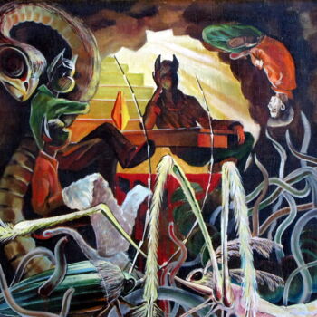 Peinture intitulée "homo-humani-lupus-e…" par Georgij Inesin (Georgy Ineshin Georgij Inesin), Œuvre d'art originale