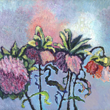 Ζωγραφική με τίτλο "Flowers in Fog" από Petr Ldin, Αυθεντικά έργα τέχνης, Λάδι