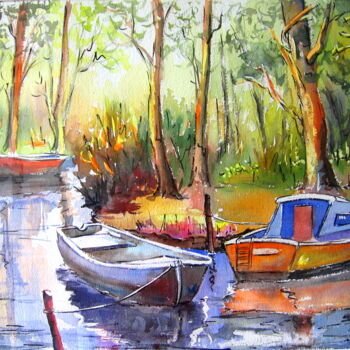 Peinture intitulée "aquar-courant-de-ca…" par Jacky Dumergue, Œuvre d'art originale