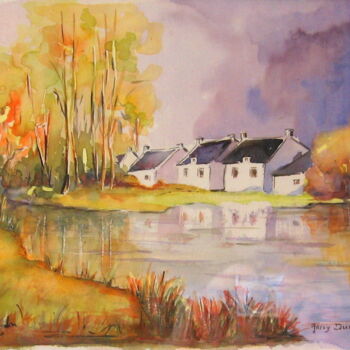 Peinture intitulée "aquar-etang-en-bret…" par Jacky Dumergue, Œuvre d'art originale
