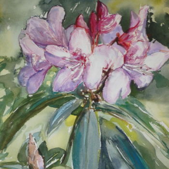 Peinture intitulée "Rhododendrons" par Pierre Feyeux, Œuvre d'art originale, Aquarelle