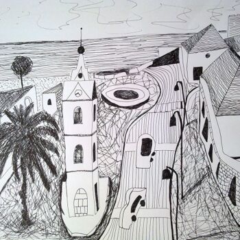 Drawing titled "View to Tel-Aviv" by Janna Shulrufer, Original Artwork, Other