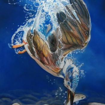 Painting titled "PLONGEUR" by Catherine Wernette, Original Artwork