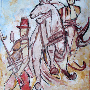 제목이 "HORSE AND SOLIDER-5"인 미술작품 Anandswaroop Manchiraju로, 원작, 기름
