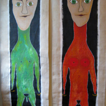 Peinture intitulée """Mme et Mr"" par Elisabeth Faucheur, Œuvre d'art originale