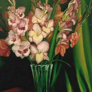 Peinture intitulée "BOUQUET DE GLAIEULS" par Yvette Matysiak, Œuvre d'art originale, Huile
