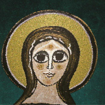 Pittura intitolato "icona-verde-smerald…" da Nicole Giordano, Opera d'arte originale