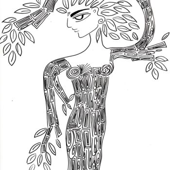 Disegno intitolato "DECO TREE" da Toni Barca, Opera d'arte originale