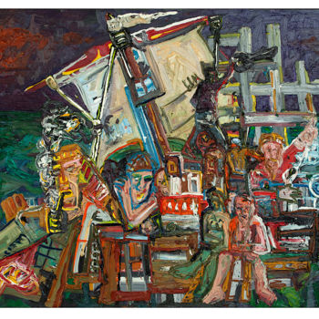 Painting titled "Raft of the Medusa" by Liam Porisse, Original Artwork, Oil