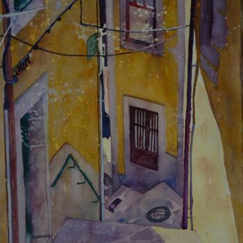 Peinture intitulée "Porto, ruelle desce…" par Claude Marchalot, Œuvre d'art originale, Aquarelle