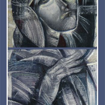 Painting titled "She and the crescen…" by Slav Krivoshiev, Original Artwork