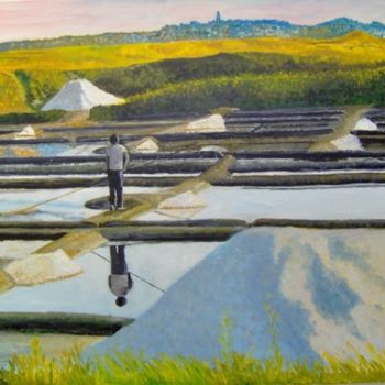 Peinture intitulée "Marais salants de G…" par André Thiersm&Rie-Francoise, Œuvre d'art originale, Huile