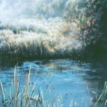 Painting titled "Green Valley in fog" by Swiatecki Marek, Original Artwork, Oil