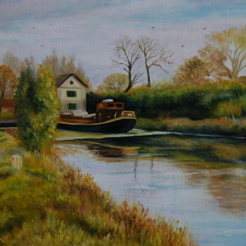 Peinture intitulée "AU BORD DE L'EAU" par Yvette Matysiak, Œuvre d'art originale, Huile