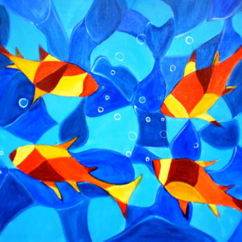 Peinture intitulée "Joy Fish-Abstract" par Artbymanjiri, Œuvre d'art originale