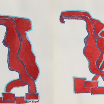 Pittura intitolato "Four Spaces I  Set" da Ulli Heupel, Opera d'arte originale, Olio