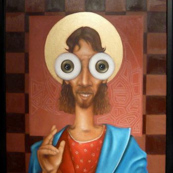 Schilderij getiteld "Icone" door Pascal Buffard, Origineel Kunstwerk, Olie