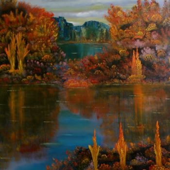 Malerei mit dem Titel "Enchanted Lake" von David Snider, Original-Kunstwerk