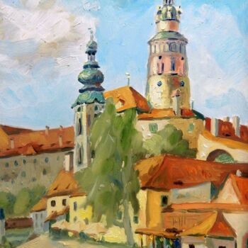 Pittura intitolato "Чешский Крумлов Ces…" da Nina Silaeva, Opera d'arte originale, Olio