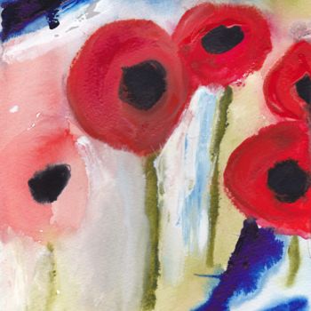 제목이 "Poppies II"인 미술작품 Janel Bragg로, 원작, 기름