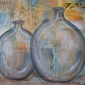 Painting titled "grimoires" by Christine Leger, Original Artwork, Acrylic