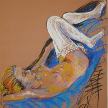 Peinture intitulée "Jeune fille aux bas…" par Pierre Feyeux, Œuvre d'art originale, Huile