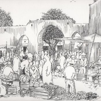 Desenho intitulada "Salé (Maroc)" por Abdellatif Zeraidi Bd Lltyf Lzrydy, Obras de arte originais, Outro