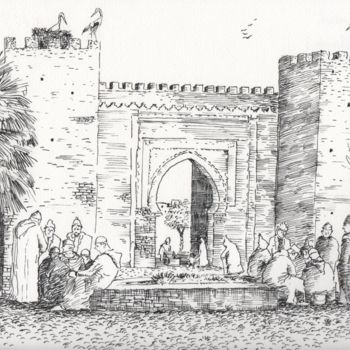 Dessin intitulée "Meknes (Maroc)" par Abdellatif Zeraidi Bd Lltyf Lzrydy, Œuvre d'art originale, Autre