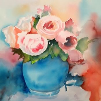 Peinture intitulée "roses-2.jpg" par Paco Cabrera, Œuvre d'art originale, Huile