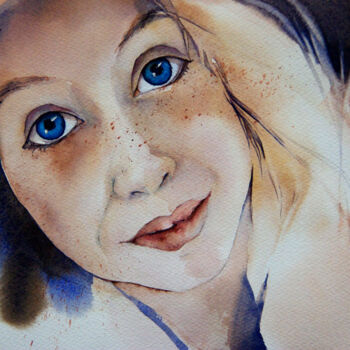 Painting titled "SUIS JE" by Isabelle Seruch Capouillez, Original Artwork, Watercolor